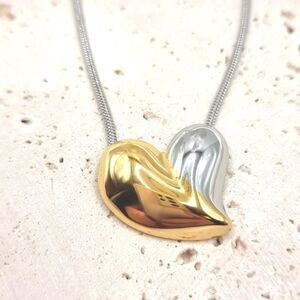 New ANTHROPOLOGIE 18k Mixed metal heart necklace